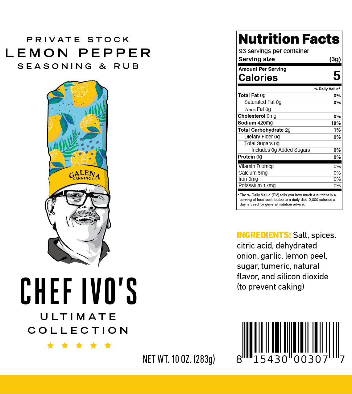 Chef Ivo's Lemon Pepper Seasoning 8.5oz